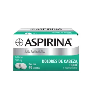 Aspirina Analgésico Para Dolor de Cabeza y Fiebre 40 Tabletas 500 mg